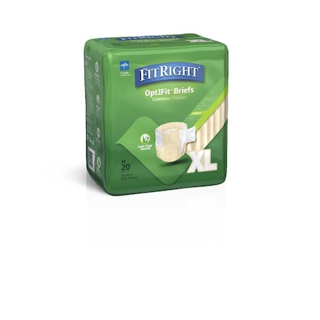 Medline FitRight Plus Adult Incontinence Briefs, Size XL, for Waist Size 56in-64in, 20PK FITPLUSXLGZ