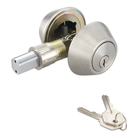Prosource Deadbolt, 3 Grade, Stainless Steel, 2-3/8 to 2-3/4 in Backset, KW1 Keyway T-D102SS