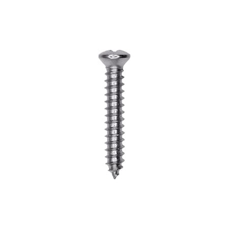 Phillips Oval Head Tapping Screw 8 x 1in #6 Head Chrome, 100PK