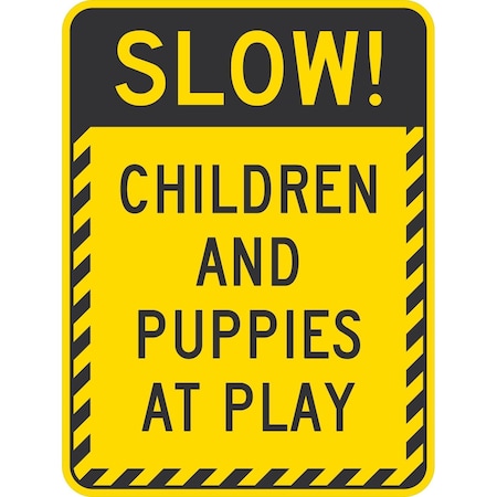 Lyle Slow! Children And Puppies At Play, 18x24, Engineer Grade, Yellow G-10225-EG_18x24