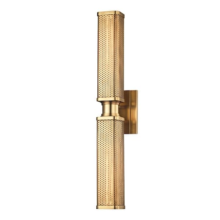 Hudson Valley Lighting Gibbs 2 Light Wall Sconce 4.5 In. Aged Brass 7032-AGB