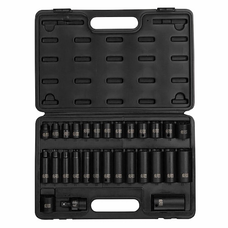 Sunex 3/8 in Drive Metric 12 Point Standard & Deep 29-Piece Master Impact Socket Set 3330