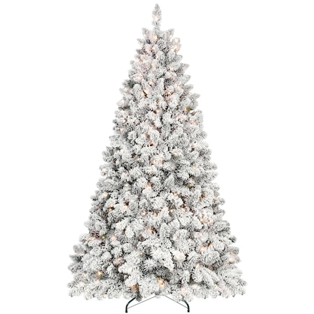 Homeroots 4' Pre Lit Full Flocked Spruce Christmas Tree 709830