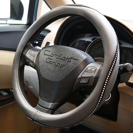 Dash Designs Comfort Grips Gem Grip 13.5in - 14.5in Steering Wheel Cover - Grey 3341GY