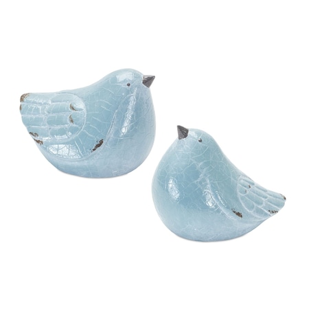 Homeroots Set of Four Blue Terracotta Bird Figurines, 4PK 518136