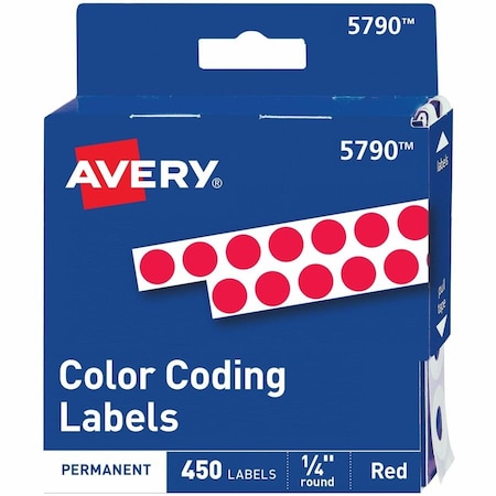 Avery Dennison Label, 0.25"Round, Red, PK450 05790