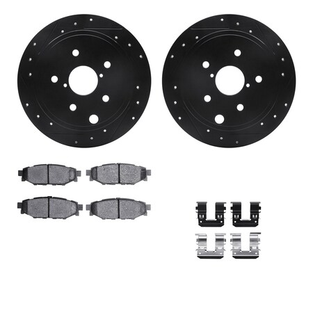 Dynamic Friction Co DFC Rotors-Drilled & Slotted-Black w/ 5000 Advanced Brake Pads Incl Hdw 8512-13031