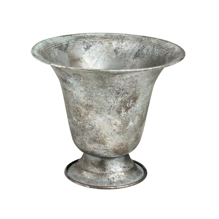 Allstate 6.75 in. Verdigris Metal Urn Planter, Silver 32733335