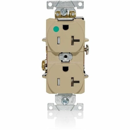 Leviton Duplex Straight Blade Receptacle, 5-20R, 20 A, 125V AC, 2 Pole, 3 Wire, Flush Mount, Self-Grounded T8300-I