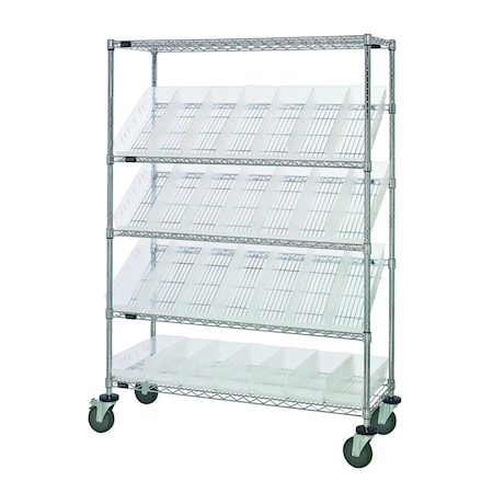Quantum Storage Systems 24X36 SLANTED 5 SHELF CART W/20 BINS WRCSL5-63-2436-106CL