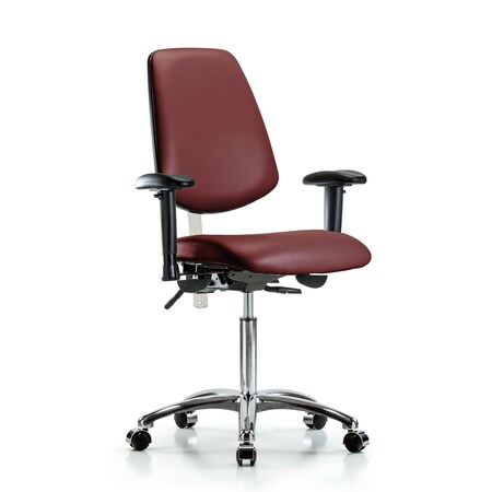 Blue Ridge Ergonomics Vinyl Clean Room Chair, Adjustable Arms BR-NCR-VMBCH-MB-CR-T0-A1-NF-CC-8815
