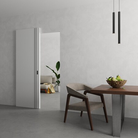 Sartodoors Hidden Barn, Planum 0016 White Silk, Sturdy Finished Doors, Magic Concealed Sliding Set 18" x 84" PLANUM0016HB-WS-1884