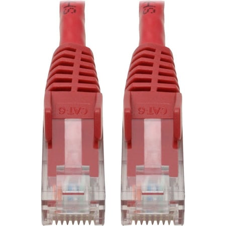 Eaton Tripp Lite Series Cat6 Gigabit Snagless Molded UTP Ethernet Cable RJ45 M/M, PoE, Red, 6-in. N201-06N-RD