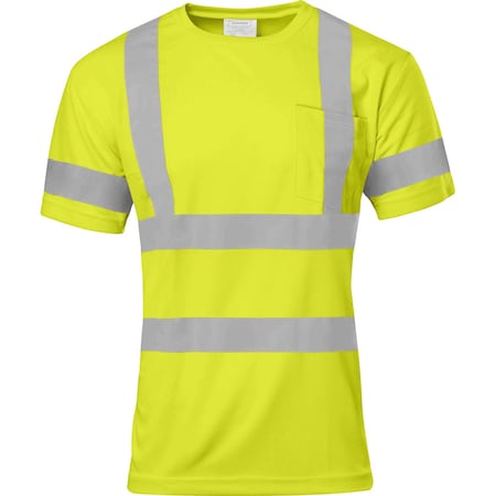 Ironwear Class 3 Hi-Vis Reflective Short Sleeve Shirt with Chest Pocket, Lime, 5X-Large 1201-L-TP-5XL