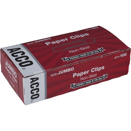 Acco Economy Non-Skid Paper Clips, Silver, 1000/Pack 72585