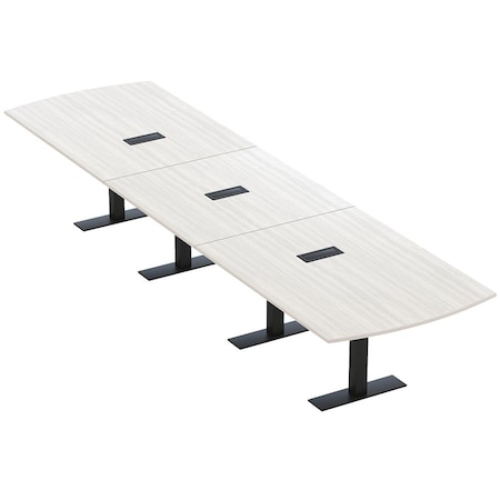 Skutchi Designs 16ft Conference Table W/ Power Unit | 16 Person Modular Arc Rectangle Meeting Table | Harmony Series HAR-AREC-48X192-T.BK-WA7976-EBLK