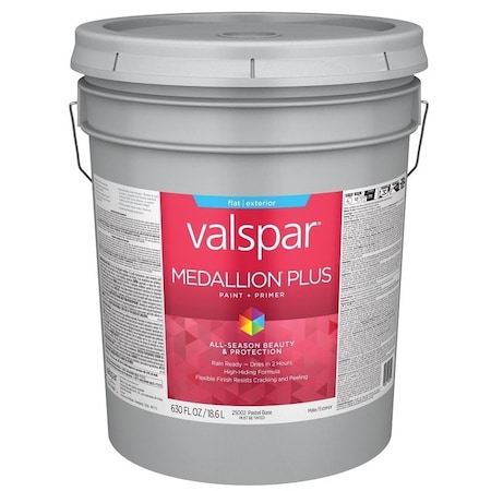Valspar Medallion Plus 2500 Latex Paint, Acrylic Base, Flat Sheen, Pastel Base, 5 gal, Plastic Pail 028.0025002.008