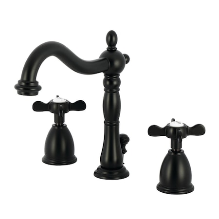 Kingston Brass Widespread Bathroom Faucet with Brass Pop-Up, Matte Black KB1970BEX