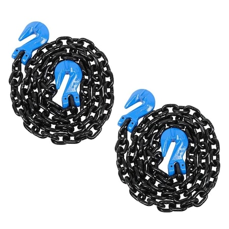 Mytee Products 1/2in x 10ft G100 High Grade Transportation Chain W/ Grab Hook, 2PK CH1210-G100x2
