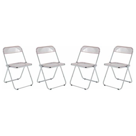 Leisuremod Lawrence Acrylic Folding Chair with Metal Frame, Rose Pink, 4PK LF19PK4