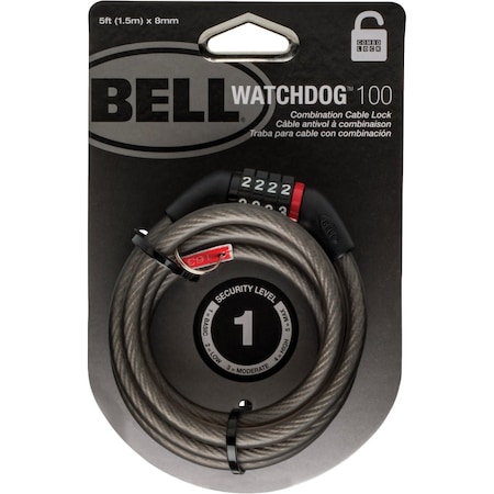 Bell Sports Watchdog 5 Ft. x 8mm 4-Digit Preset Combination Bicycle Lock 7120954