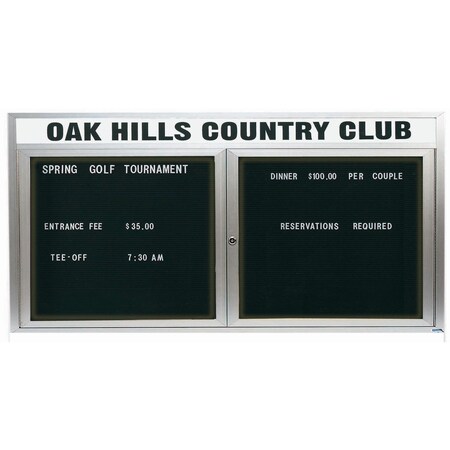 Aarco Illuminated Enclosed Letter Board Directory w/ Clear Satin Anodized Al Frame and Header, 36''Hx72''W ADC3672HI