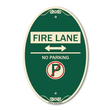 Signmission Fire Lane - No Parking With No Parking Symbo, 12 In X 18 In Architectural, Heavy Gauge Aluminum A-OV-G-1218-24013