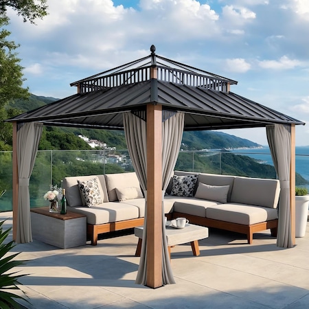 Sunjoy 12X12 Kingston PC Top Rectangular Gazebo A10204384000