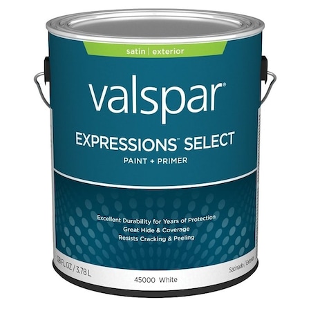 Valspar Expressions Select 4500 Latex Paint, Acrylic Base, Satin Sheen, White Base, 1 gal 028.0045000.007