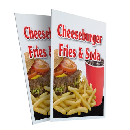 Signmission Cheeseburger Fries Soda, Plastic Signs Only 24 Inch x 36 Inch, Corrugated Plastic, 2PK CSB-2436-2PACK-Cheeseburger Fries Soda