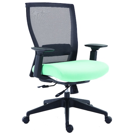 We'Re It Mia Series Square Mesh Back Adjustable Task Chair with Lumbar, Aqua Seat and Black Frame EM5600-AQUA