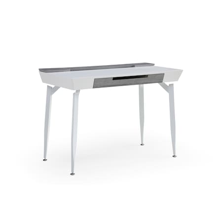 Homeroots 44" White and Gray Writing Desk With Three Drawers 543786