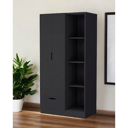 Homeroots 35" Black Drawer Combo Dresser 534925