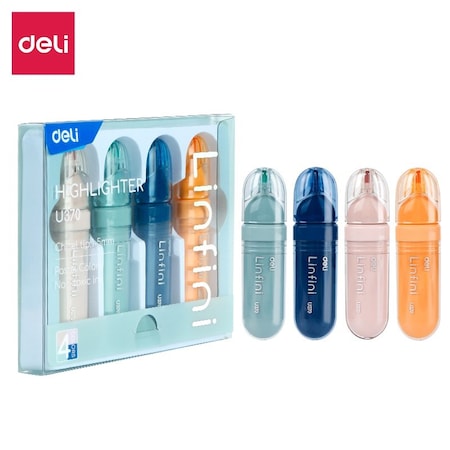 Deli LINFINI Highlighters, Pastel Assorted, Chisel Tip, 4PK EU370