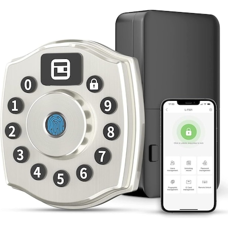 Wrightmaster 5 in 1 Corded Aluminum Smart Lock Deadbolt with App Biometric, IC Card, Keyless Entry Door Lock wit ZR-F501S