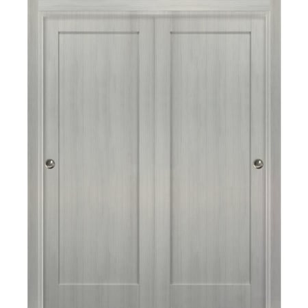 Sartodoors Closet Bypass Interior Door, 84" x 96", Gray QUADRO4111DBD-KS-8496
