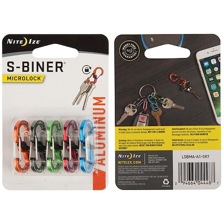 Bookazine S-Biner Aluminum MicroLock, Assorted Color, 5PK TI3576167