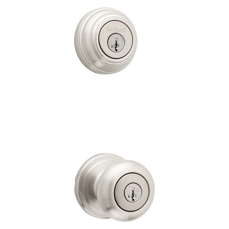 Kwikset Signature Series Knob Lockset, 2 Grade, Keyed Key, Satin Nickel, 238 x 234 in Backset, K4 Keyway 991J15SMTCP