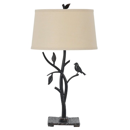 Homeroots 29" Tan Metal Table Lamp With Tan Empire Shade 524688