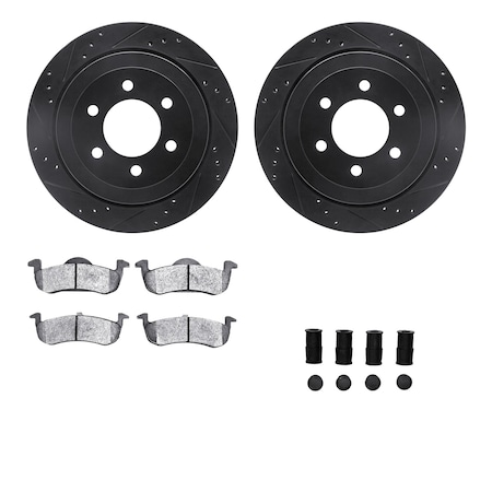 Dynamic Friction Co DFC Rotors-Drilled & Slotted-Black w/ 5000 Advanced Brake Pads Incl Hdw 8512-54154