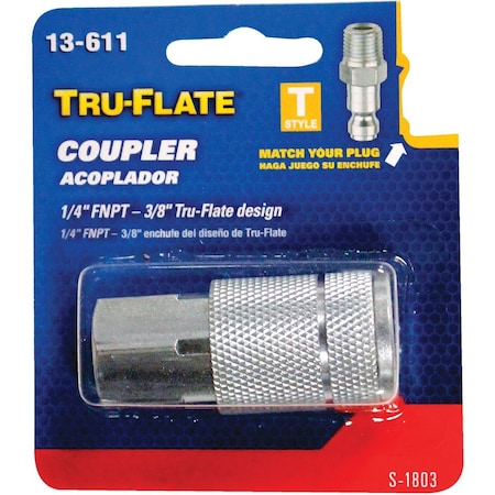Tru-Flate Series Push-to-Connect 1/4'' FNPT Coupler 13-611