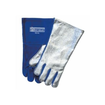 Best Welds Split Cowhide Front Welding Gloves, Aluminized Back, Large, Blue Front 902-42AL