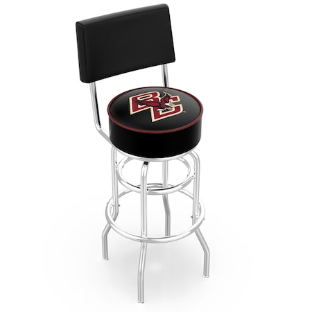 Holland Bar Stool Co 25" Chrome 2-Ring Boston College Swivel Bar Stool, Back L7C425BostnC
