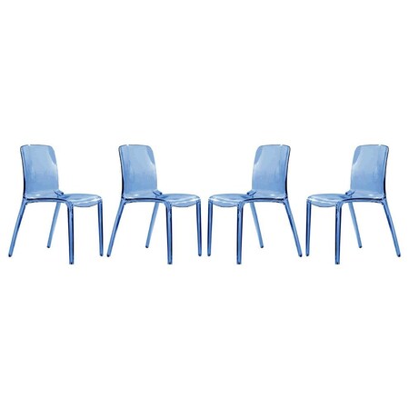 Leisuremod Murray Modern Dining Chair, Transparent Blue, 4PK MC20TBU4