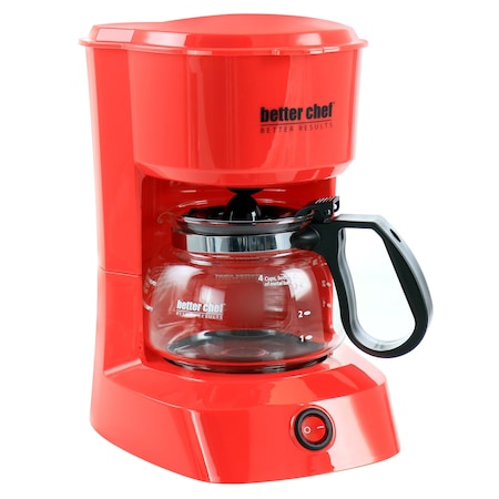 Better Chef 4 Cup Compact Coffee Maker in Red with Removable Filter Basket IM-107R