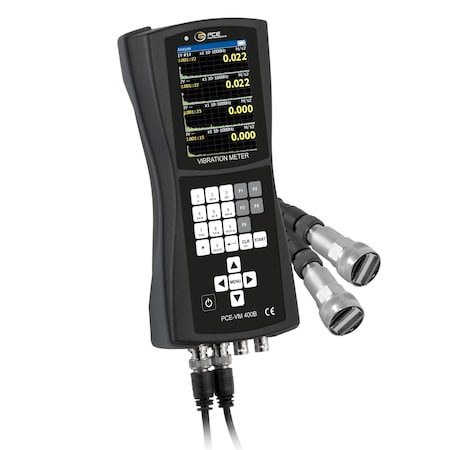 Pce Instruments 4-channel vibration analyzer, 1-25 kHz with 0-200 m/s sq., 0-200 mm/s and 200k RPM PCE-VM 400B