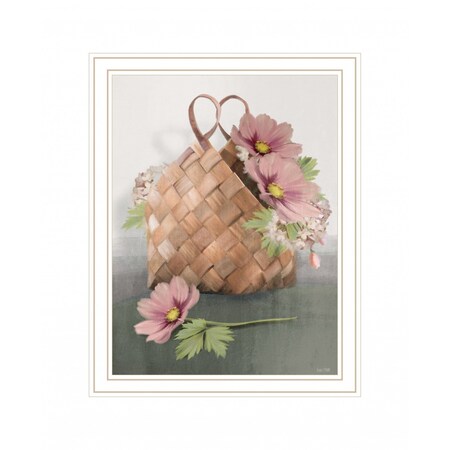 Homeroots Farmhouse Daisy Basket 2 White Framed Print Wall Art 416136