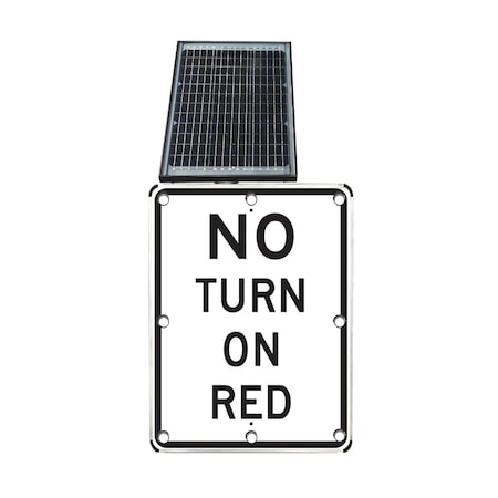 Stop-Lite LED Solar No Turn on Red Sign 30x36 in (HIP) SS-R10-11-3036HW