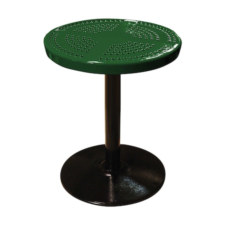 Leisure Craft 24" Round Perforated Pedestal Table, Portable, 30"H, Green 24TAB30-GREEN