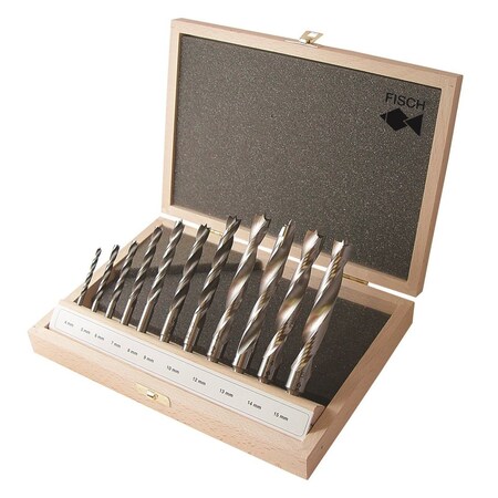 Fisch Brad Point Drill Hs Dbl. Flute 11Pcs Set Incl. 4 - 15mm Dia 013C00011K